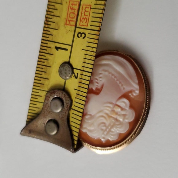 14K Gold Cameo Pendant Convertible Brooch - Picture 3 of 4